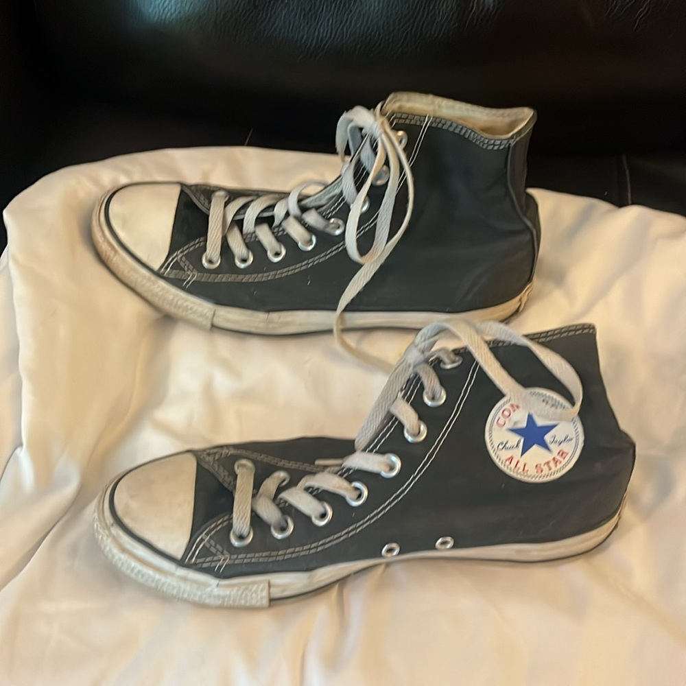 Converse Black and White High-Top Athletic Shoes - Picture 4 of 6